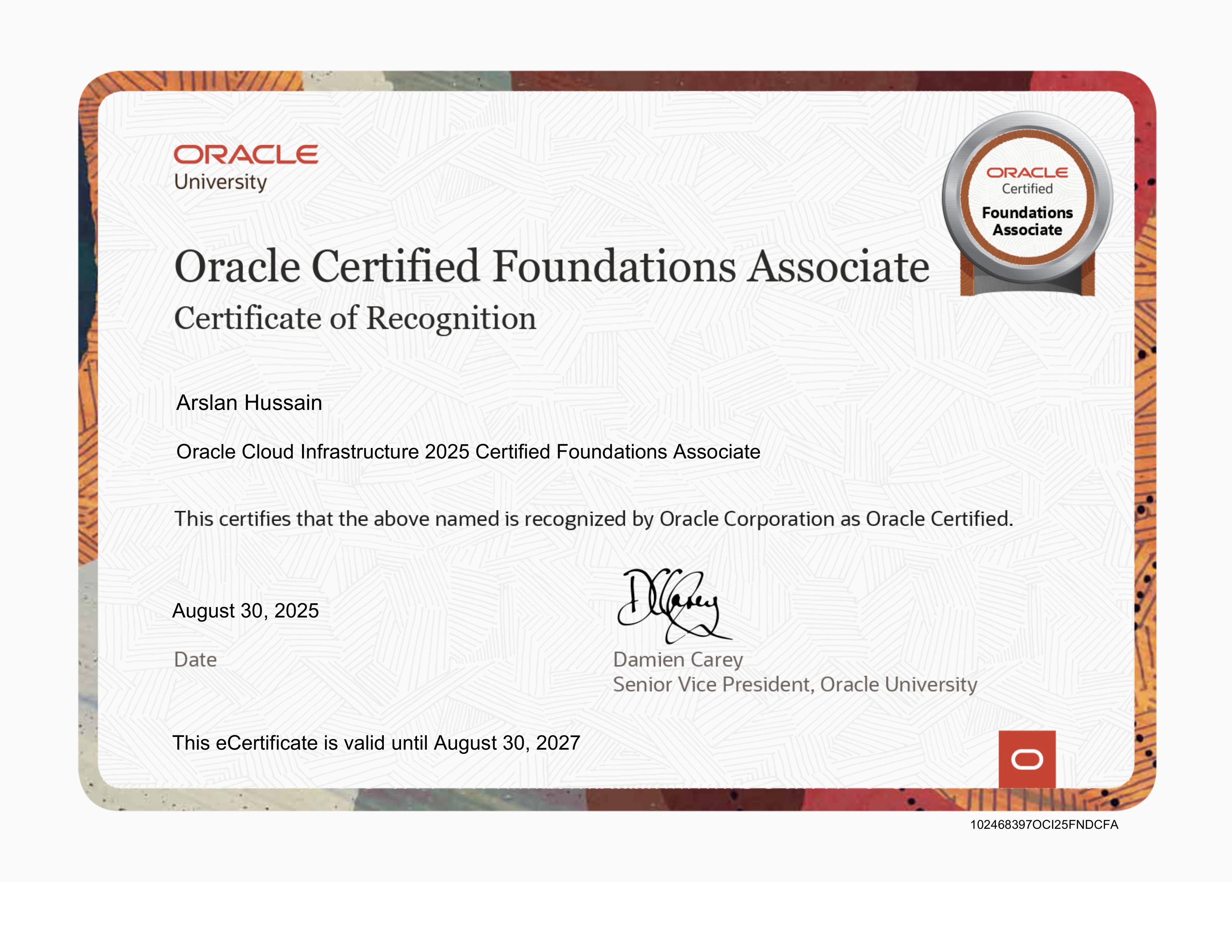 Oracle Cloud Infrastructure 2025 Certified Foundations Associate